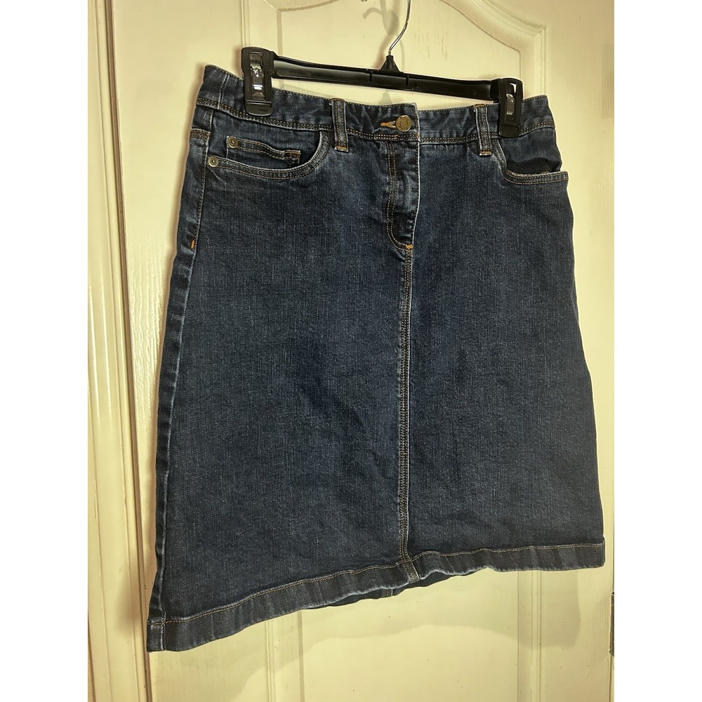 Womens Boden Denim Blue Jean Skirt Sz 12  Medium Wash Above The Knee